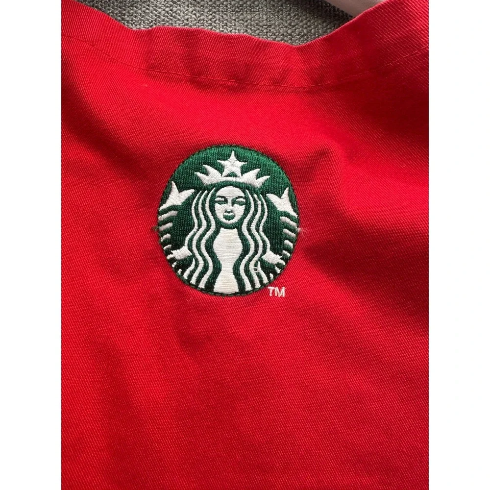 Starbucks Coffee Barista Apron‎ Unisex Red Cotton Holiday Christmas Siren Logo